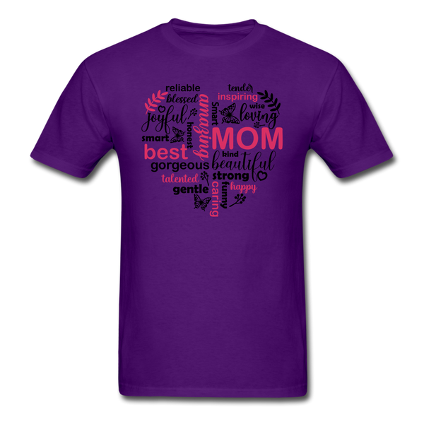 1561 1/4S Mom Word Art Heart PREMIUM TSHIRT - purple