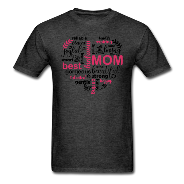 1561 1/4S Mom Word Art Heart PREMIUM TSHIRT - heather black