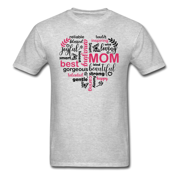 1561 1/4S Mom Word Art Heart PREMIUM TSHIRT - heather gray