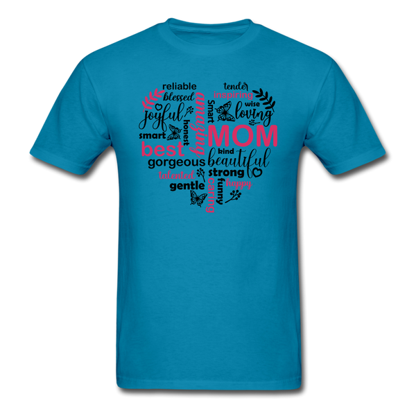 1561 1/4S Mom Word Art Heart PREMIUM TSHIRT - turquoise