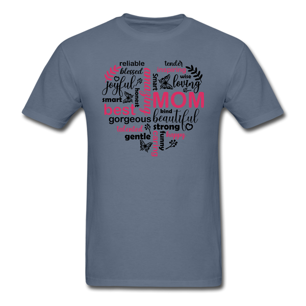 1561 1/4S Mom Word Art Heart PREMIUM TSHIRT - denim