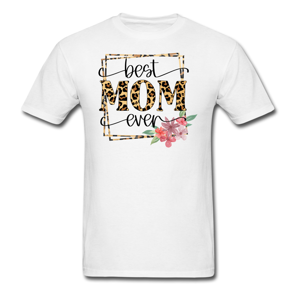 1553 1/4S Best Mom Ever Leopard PREMIUM TSHIRT - white