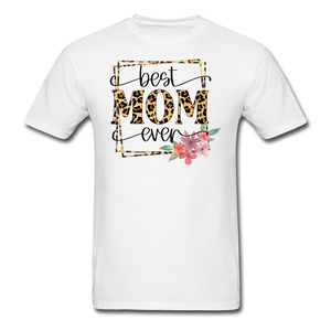 1553 1/4S Best Mom Ever Leopard PREMIUM TSHIRT - white