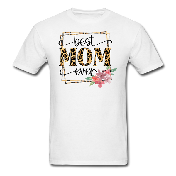 1553 1/4S Best Mom Ever Leopard PREMIUM TSHIRT - white