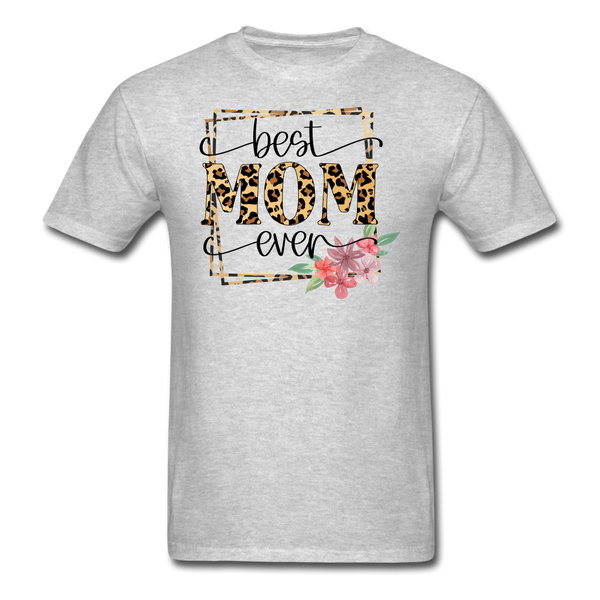 1553 1/4S Best Mom Ever Leopard PREMIUM TSHIRT - heather gray