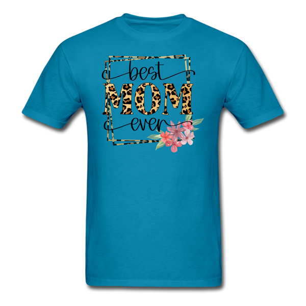 1553 1/4S Best Mom Ever Leopard PREMIUM TSHIRT - turquoise