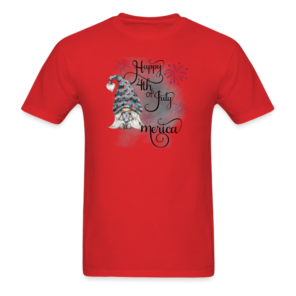 1605 1/4S Happy 4th Of July 'Merica Gnome PREMIUM TSHIRT - red