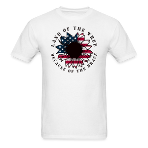 1618 1/4S Land Of The Free Sunflower Round PREMIUM TSHIRT - white