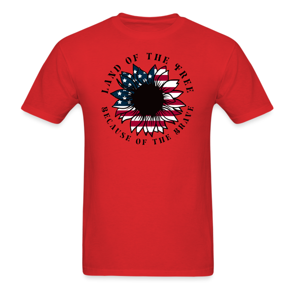 1618 1/4S Land Of The Free Sunflower Round PREMIUM TSHIRT - red