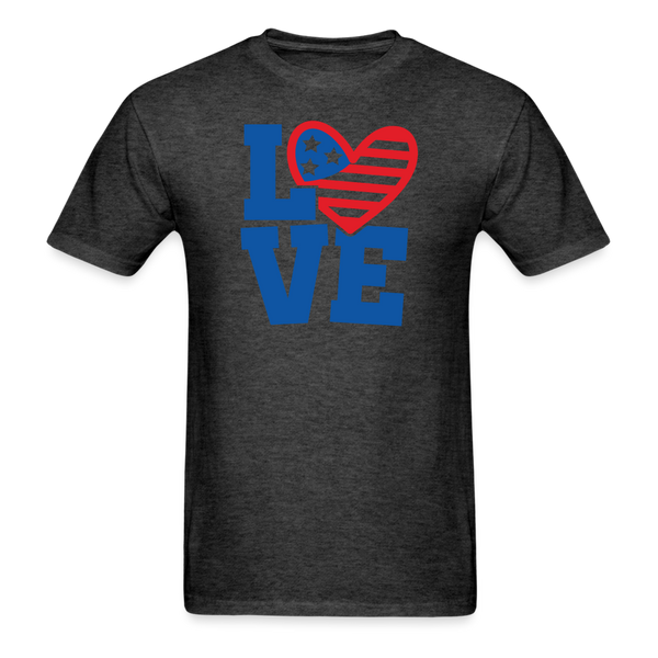 1620 1/4S Love Heart Flag PREMIUM TSHIRT - heather black