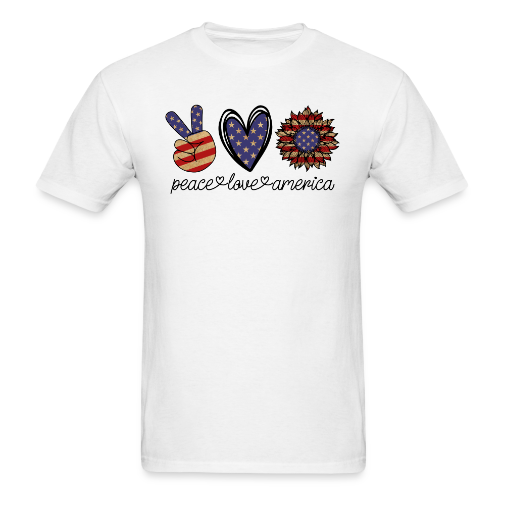 1625 1/4S Peace Love America Sunflower PREMIUM TSHIRT - white