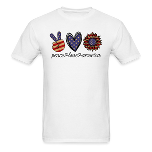 1625 1/4S Peace Love America Sunflower PREMIUM TSHIRT - white