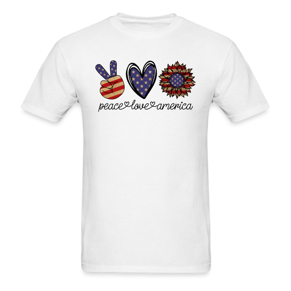 1625 1/4S Peace Love America Sunflower PREMIUM TSHIRT - white