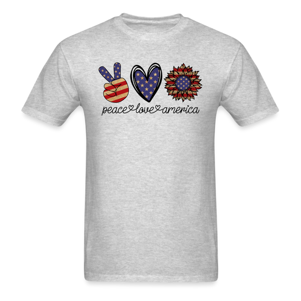 1625 1/4S Peace Love America Sunflower PREMIUM TSHIRT - heather gray