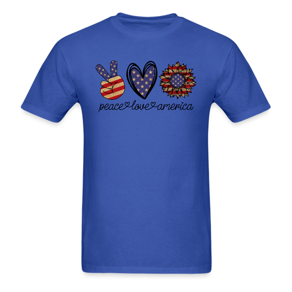 1625 1/4S Peace Love America Sunflower PREMIUM TSHIRT - royal blue