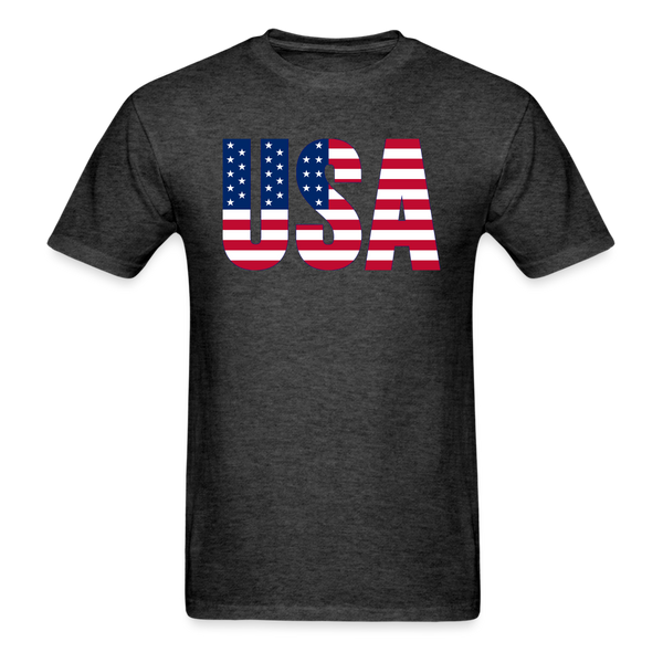 1627 1/4S USA Text Flag PREMIUM TSHIRT - heather black