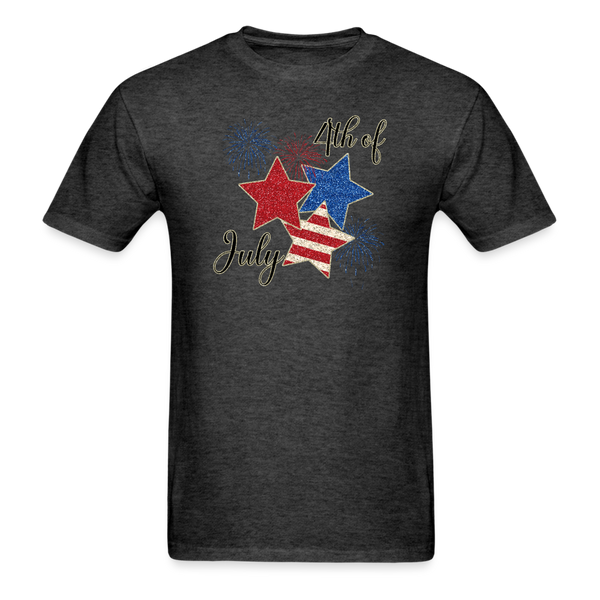 1636 1/4S 4th Of July Star Trio PREMIUM TSHIRT - heather black