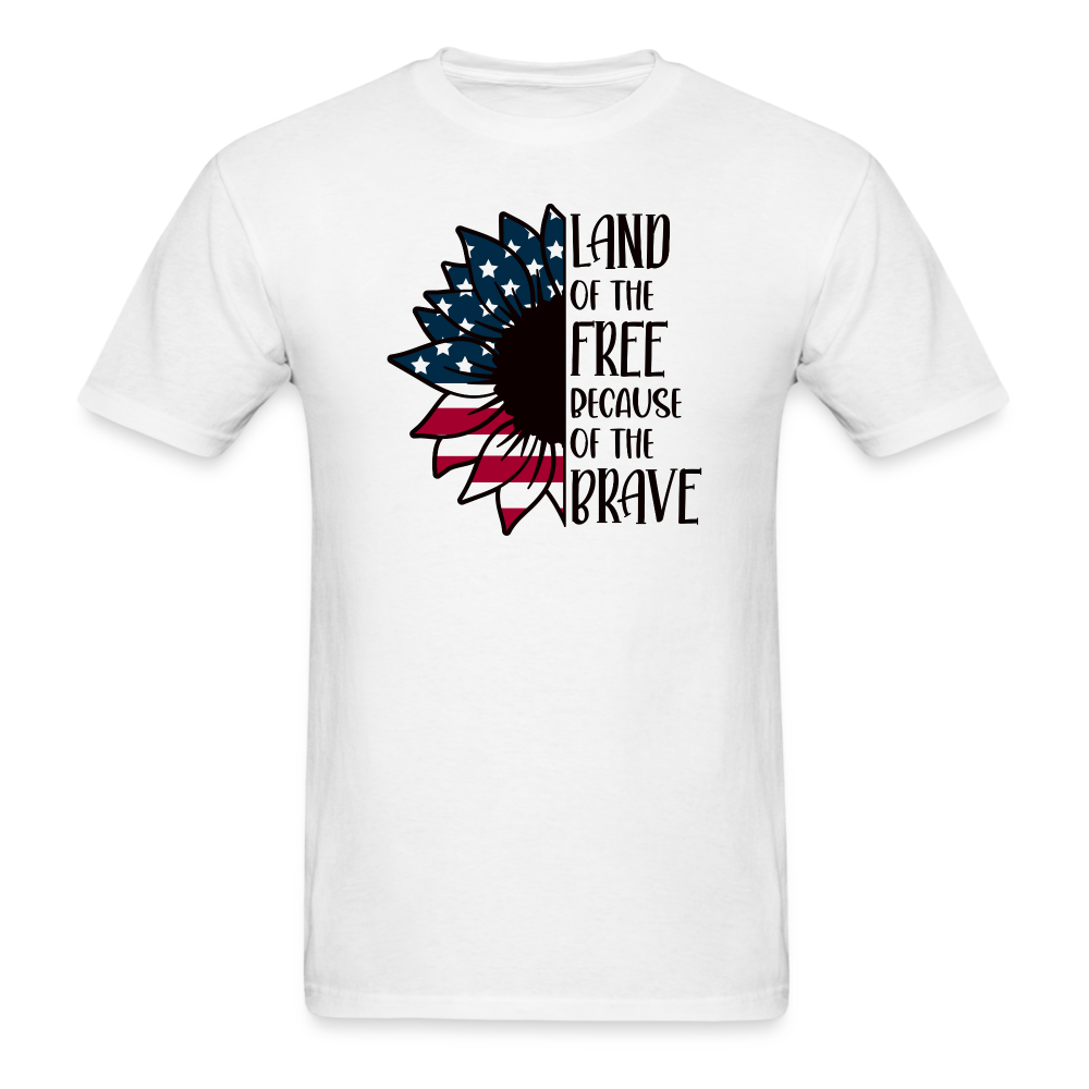 1635 1/4S Land Of The Free Because Of The Brave Sunflower PREMIUM TSHIRT - white