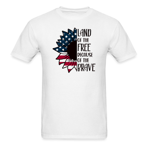 1635 1/4S Land Of The Free Because Of The Brave Sunflower PREMIUM TSHIRT - white