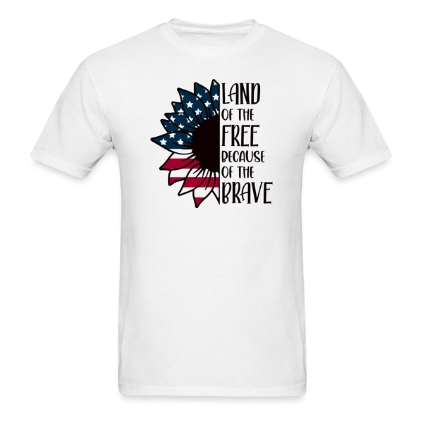 1635 1/4S Land Of The Free Because Of The Brave Sunflower PREMIUM TSHIRT - white