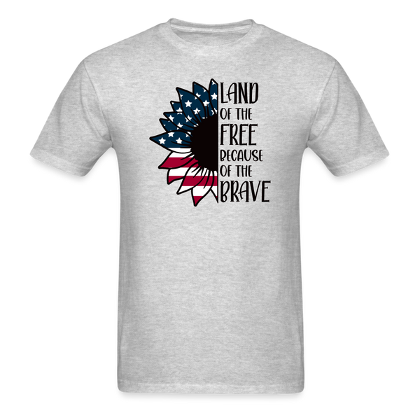 1635 1/4S Land Of The Free Because Of The Brave Sunflower PREMIUM TSHIRT - heather gray