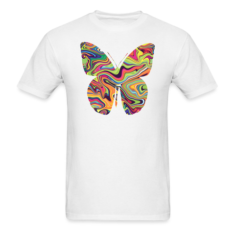 8375 1/4S Neon Fluid Art Butterfly PREMIUM TSHIRT - white