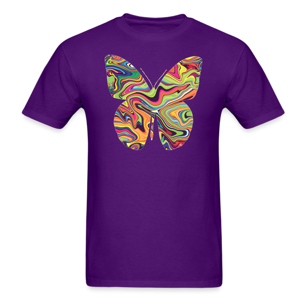 8375 1/4S Neon Fluid Art Butterfly PREMIUM TSHIRT - purple