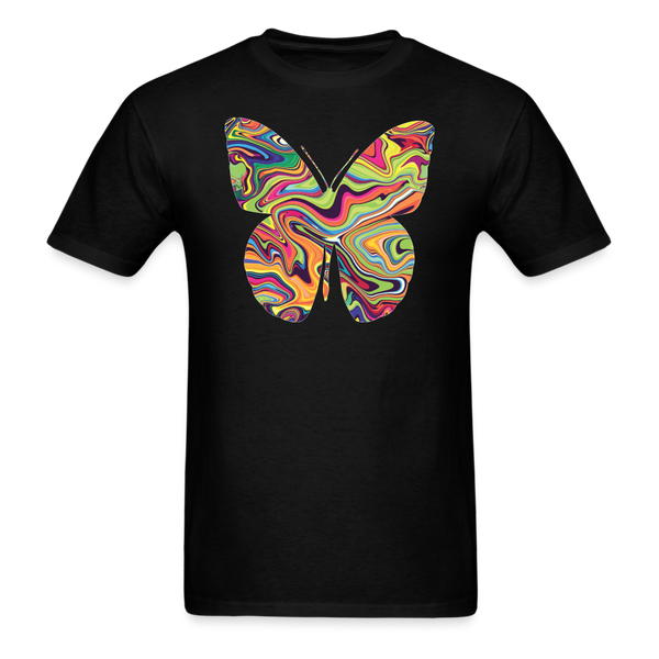 8375 1/4S Neon Fluid Art Butterfly PREMIUM TSHIRT - black