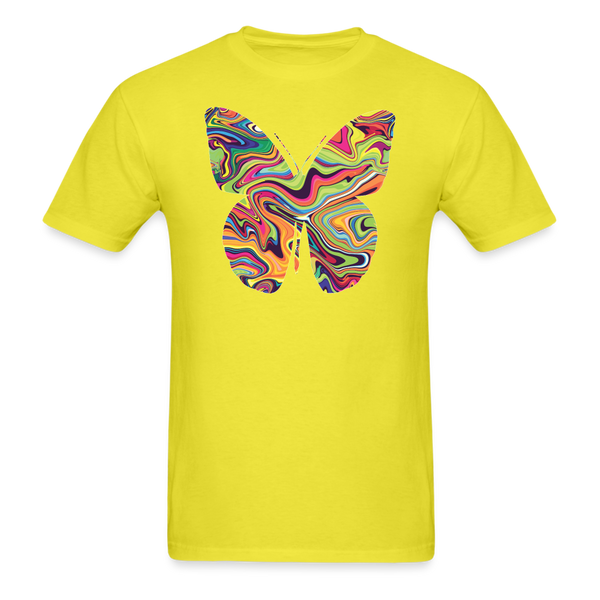 8375 1/4S Neon Fluid Art Butterfly PREMIUM TSHIRT - yellow