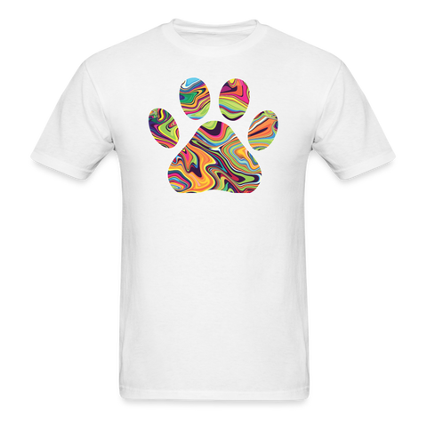 8375 1/4S Neon Fluid Art Paw PREMIUM TSHIRT - white