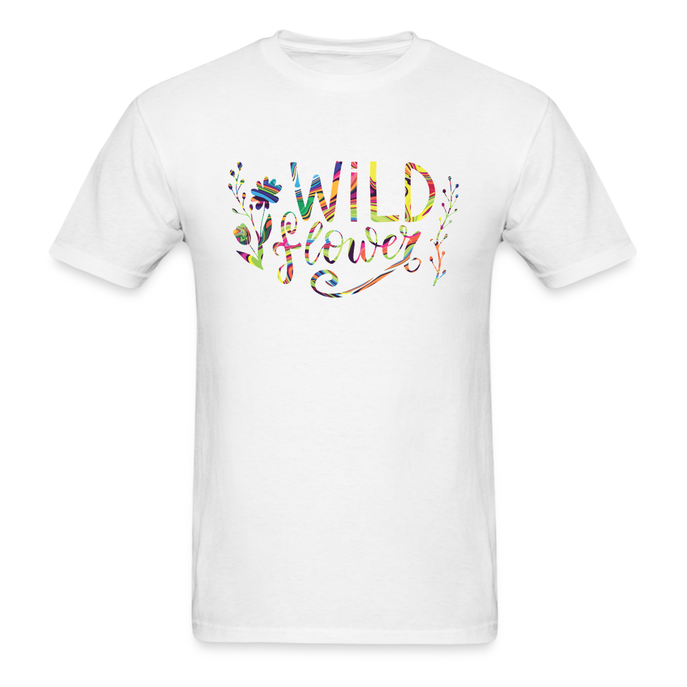 8375 1/4S Neon Fluid Art Wild Flower PREMIUM TSHIRT - white