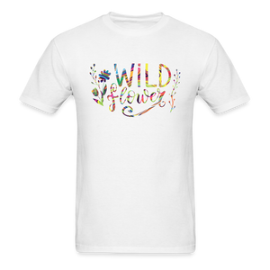 8375 1/4S Neon Fluid Art Wild Flower PREMIUM TSHIRT - white