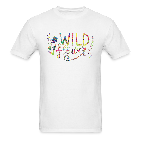 8375 1/4S Neon Fluid Art Wild Flower PREMIUM TSHIRT - white