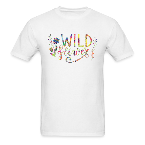 8375 1/4S Neon Fluid Art Wild Flower PREMIUM TSHIRT - white