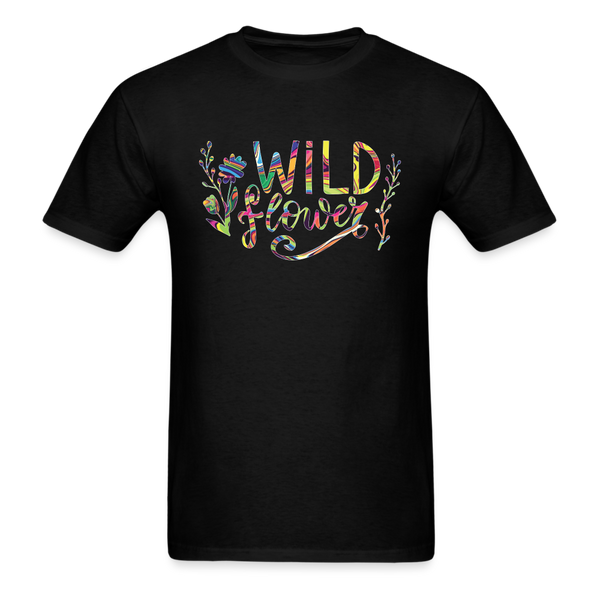 8375 1/4S Neon Fluid Art Wild Flower PREMIUM TSHIRT - black