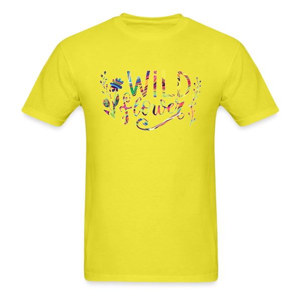 8375 1/4S Neon Fluid Art Wild Flower PREMIUM TSHIRT - yellow