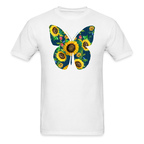 8294 1/4S Navy Sun Striped Butterfly PREMIUM TSHIRT - white