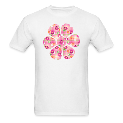 8372 1/4S Plaid Petals Flower PREMIUM TSHIRT - white