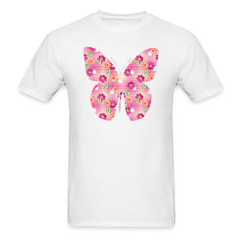 8372 1/4S Plaid Petals Butterfly PREMIUM TSHIRT - white