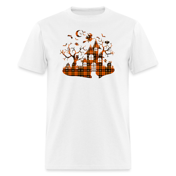 8269 1/4S Jack O Lantern Plaid Haunted Mansion PREMIUM TSHIRT - white