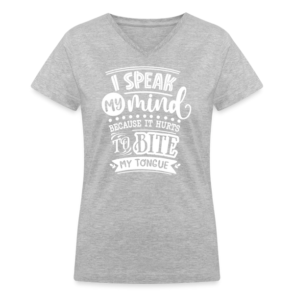 5048 1/4s V-Neck I speak my mind PREMIUM TSHIRT - gray