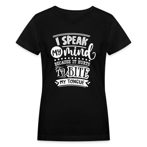 5048 1/4s V-Neck I speak my mind PREMIUM TSHIRT - black