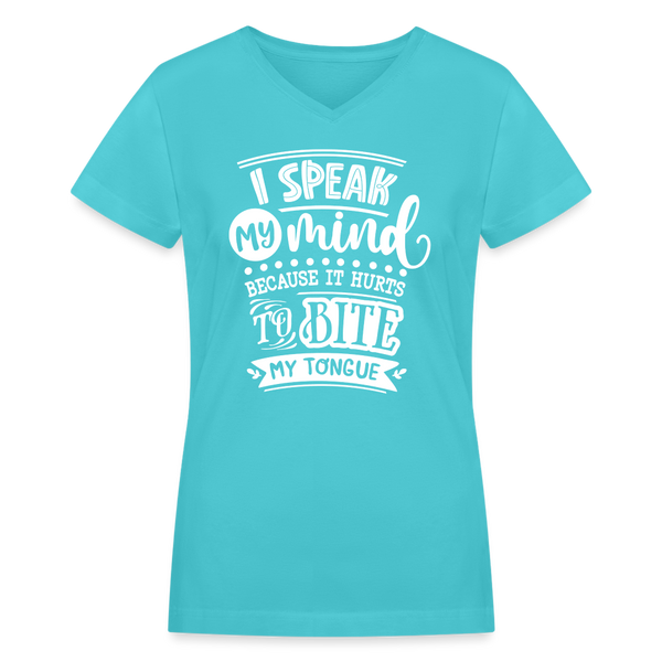 5048 1/4s V-Neck I speak my mind PREMIUM TSHIRT - aqua