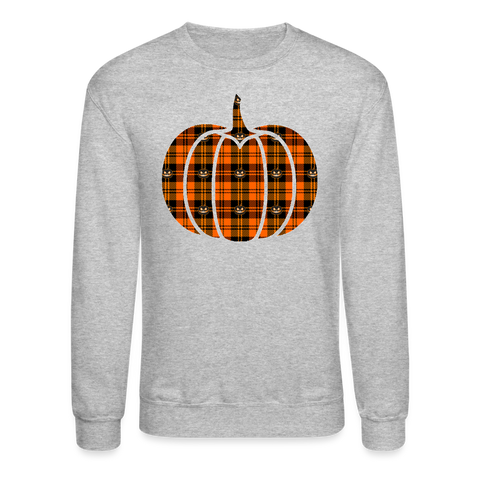 8269 4/4S Jack O Lantern Plaid Pumpkin SWEATSHIRT - heather gray