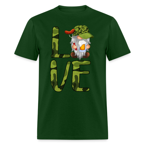 5057 1/4S LOVE Beer & Dogs Gnome PREMIUM TSHIRT - forest green