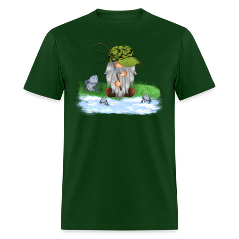 5056 1/4S Fishing Gnome PREMIUM TSHIRT - forest green