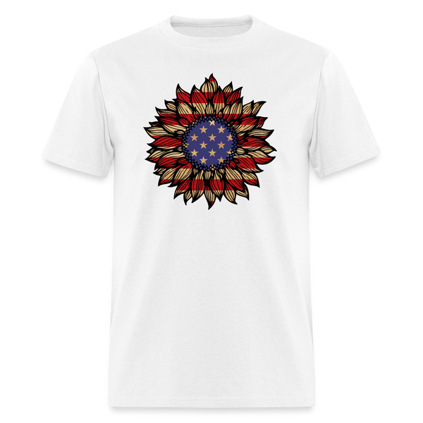 5069 1/4S Grunge American Flag Sunflower PREMIUM TSHIRT - white