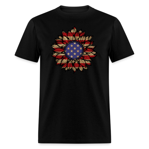 5069 1/4S Grunge American Flag Sunflower PREMIUM TSHIRT - black