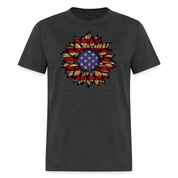 5069 1/4S Grunge American Flag Sunflower PREMIUM TSHIRT - heather black