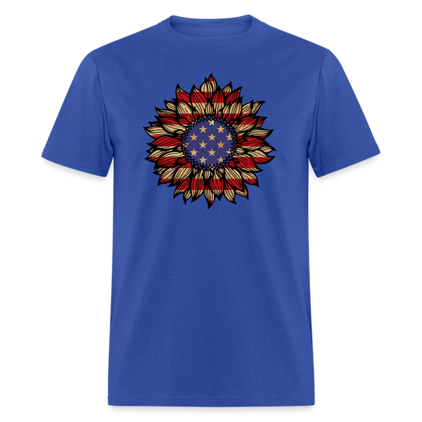 5069 1/4S Grunge American Flag Sunflower PREMIUM TSHIRT - royal blue